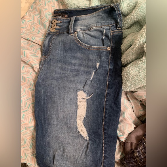 Torrid High Rise Jegging Skinny Deconstructed Jeans Blue Size 14R Size 14 - Picture 2 of 7